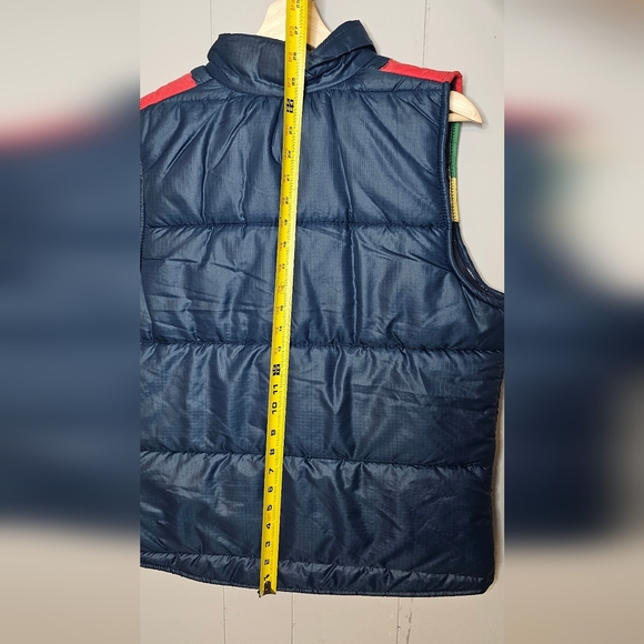 70s Vintage Troy Navy Color Block Puffer Vest, Womens Petite Large - Picture 11 of 11